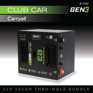 51v 105ah Thru Hole Eco Battery Bundle for Club Car Carryall