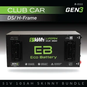 51V 105AH Skinny Eco Battery Bundle / Club Car DS / H-Frame