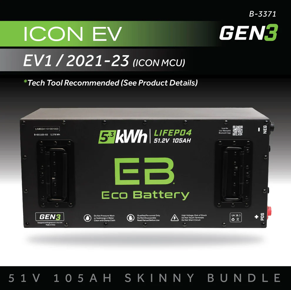 51V 105AH Skinny Eco Battery Bundle for ICON EV / 2021-23 (ICON MCU)