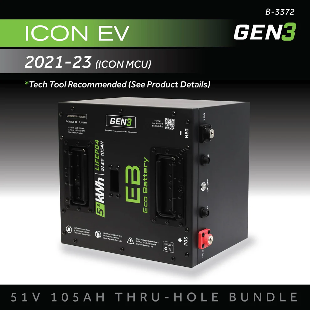 51V 105AH Thru-Hole Eco Battery Bundle for ICON EV / 2021-23 (ICON MCU)