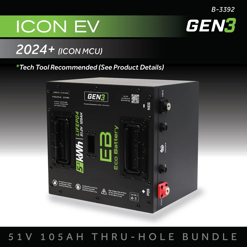 51V 105AH Thru-Hole Eco Battery Bundle for ICON EV / 2024+ (ICON MCU)