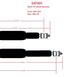 SHOCK ABSORBER-EZGO TXT FRONT (1994-2017) or REAR(1994-UP)-SET OF 2