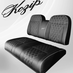 FACTORY KOZIP FRONT SEAT CUSHION SET-CCPR-BLACK BASE-WHITE STITCH-BLACK INSERT (DATE 2004-2011 only)