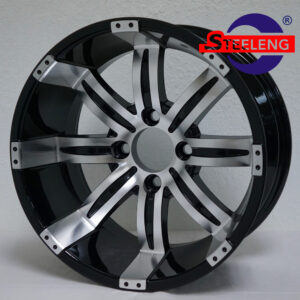 Tempest - 14" Machined/Black golf cart wheel