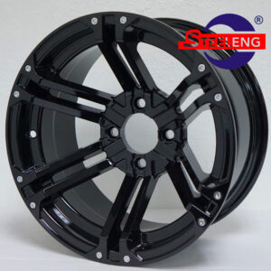 Terminator - 14" Glossy Black golf cart wheel