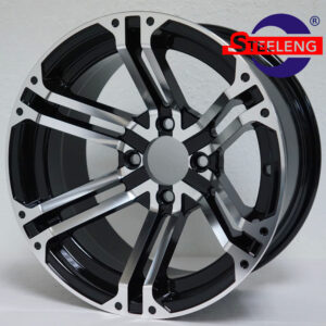 Terminator - 14" Machined/Black golf cart wheel
