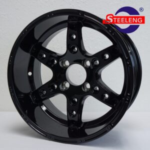Turbine- 14" Matte Black golf cart wheel