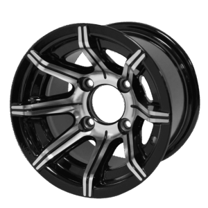 Spider -10" Machined/Black golf cart wheel