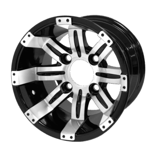 Tempest - 10" Machined/Black golf cart wheel