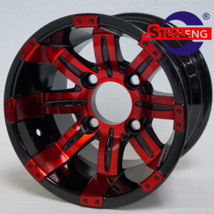 Tempest -10" red/black golf cart wheel