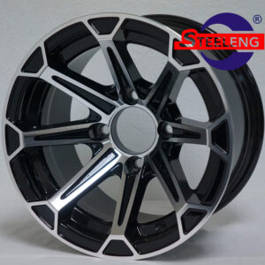 Fang - 12" Machined/Black golf cart wheel