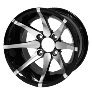 Kraken - 12" Machined/Black golf cart wheel