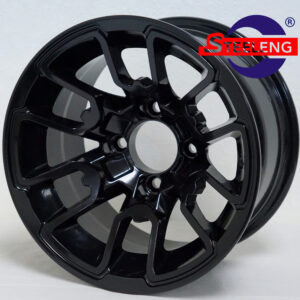 Lizard - 12" Glossy Black golf cart wheel