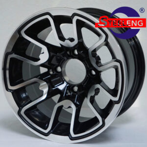 Lizard - 12" Machined/Black golf cart wheel
