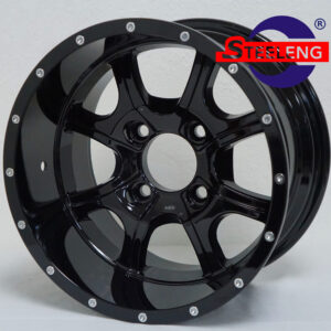 Night Stalker - 12" Glossy Black golf cart wheel
