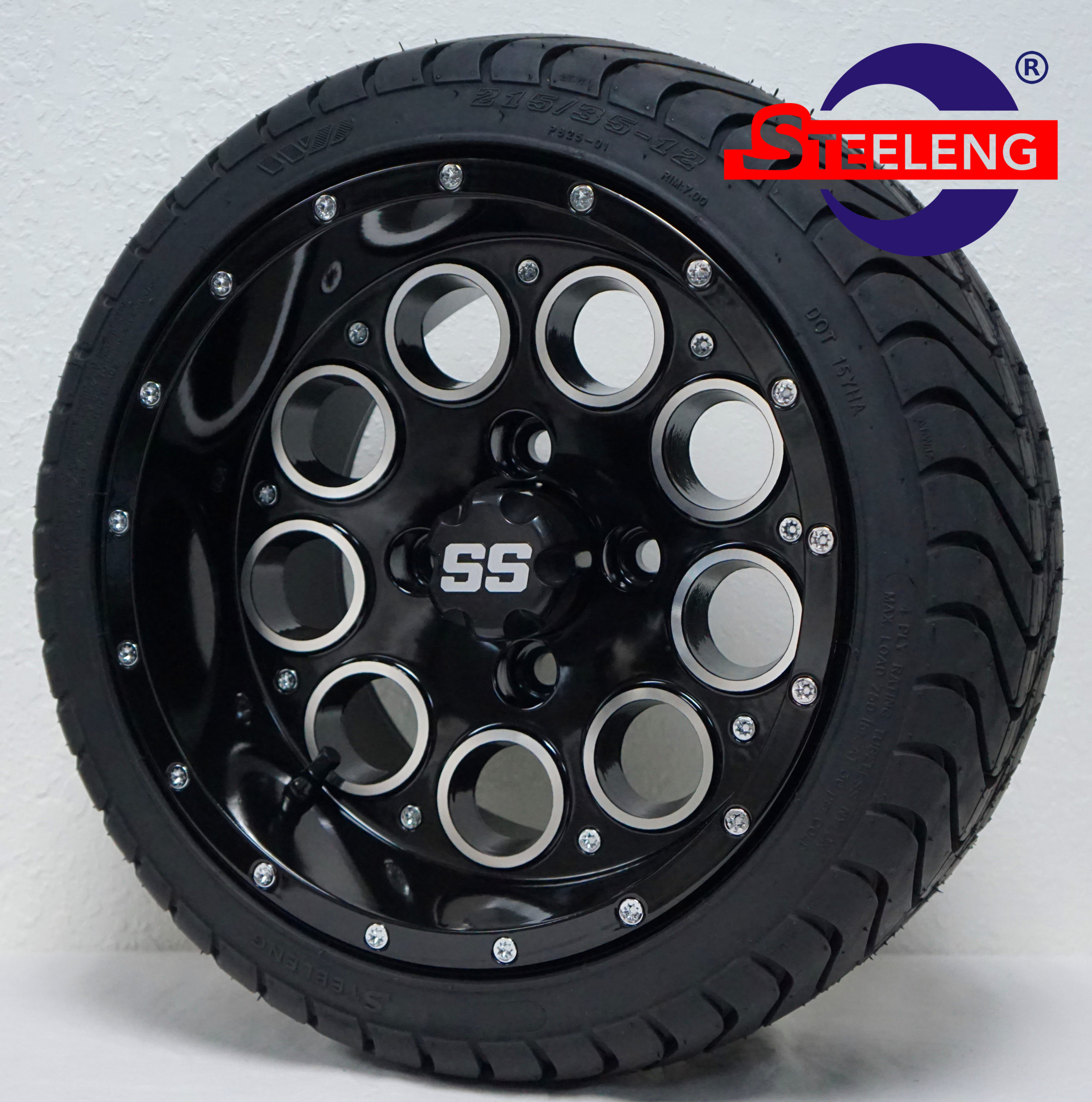 Pioneer - 12" Glossy Black golf cart wheel - Image 3