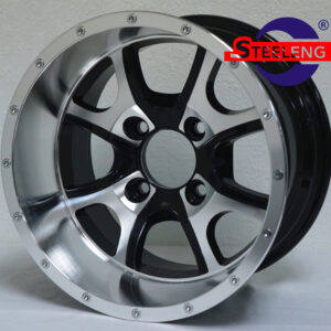 Predator - 12" Machined/Black golf cart wheel