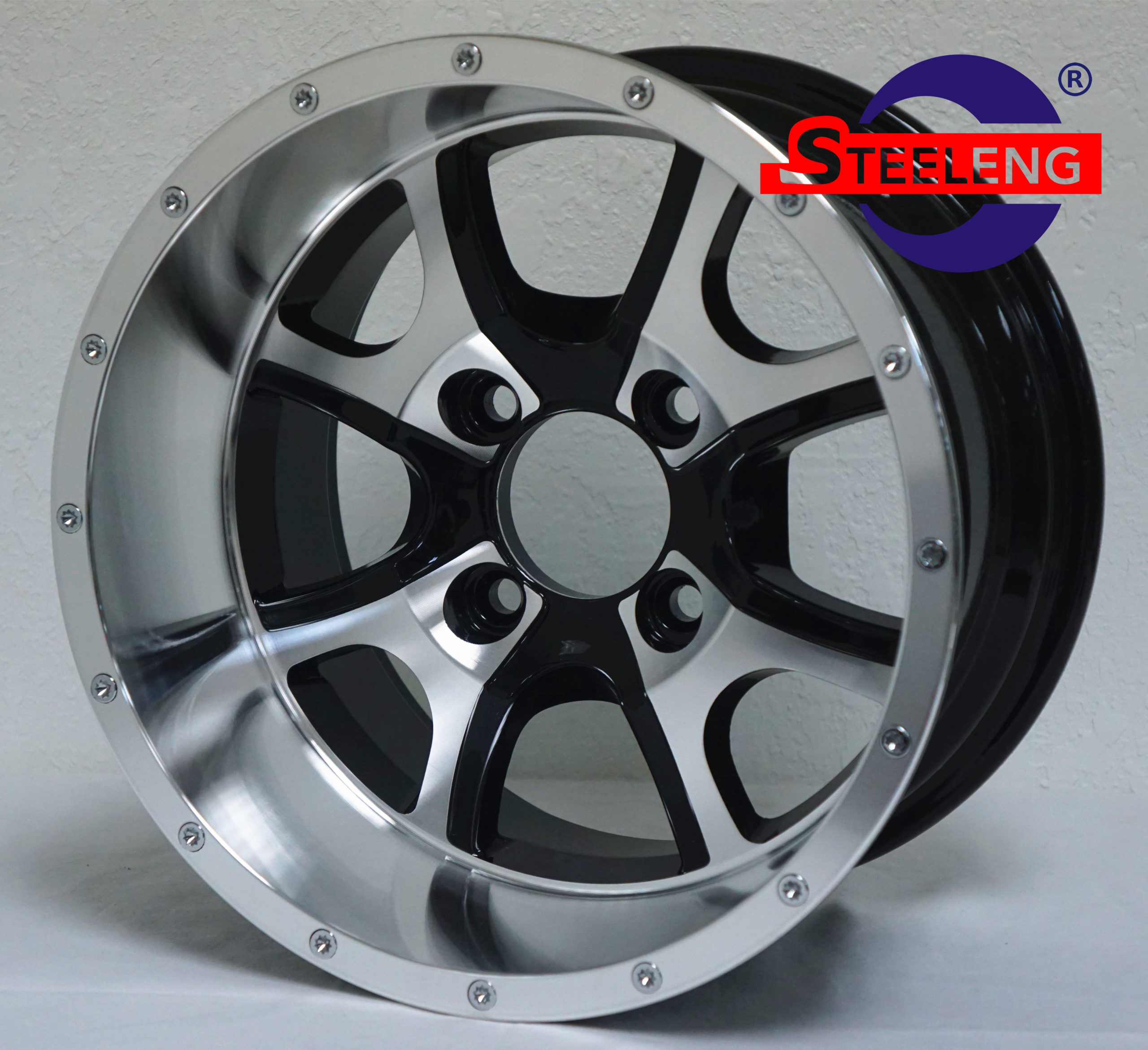 Predator - 12" Machined/Black golf cart wheel