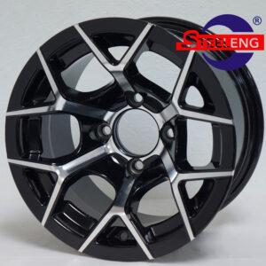 Rally - 12" Machined/Black golf cart wheel