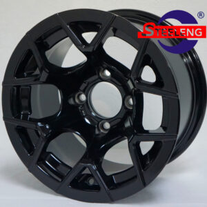 Rally - 12" Glossy Black golf cart wheel