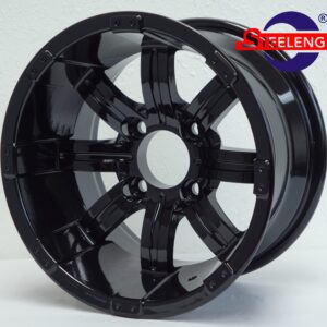 Tempest - 12" Glossy Black golf cart wheel