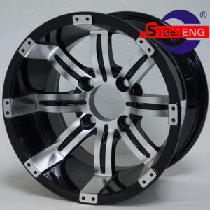 Tempest - 12" Machined/Black golf cart wheel