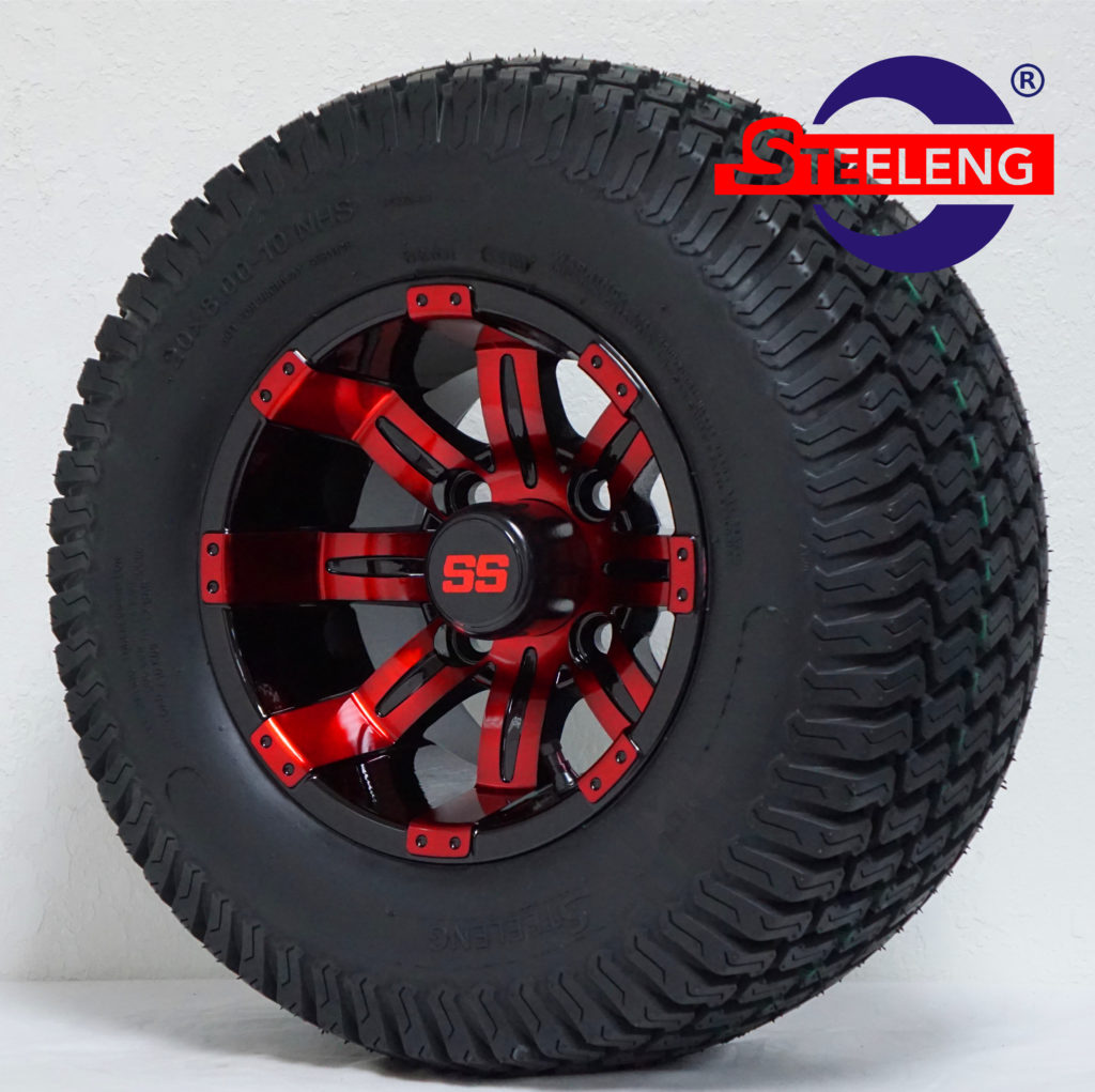 Tempest - 12" Red/Black golf cart wheel - Image 7