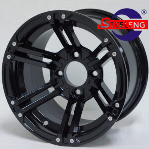 Terminator - 12" Glossy Black golf cart wheel