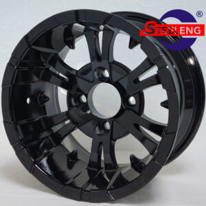Vampire - 12" Glossy Black golf cart wheel