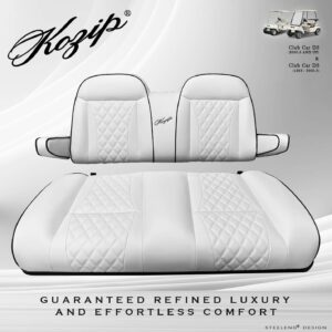 Kozip CCDS Front and Rear Seat Cushion Set with NOMAD Seat frame (1982-2000.5) – White Base with Black Piping – White Stitching