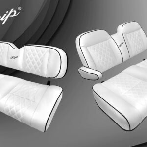 Kozip CCDS Front and Rear Seat Cushion Set with NOMAD Seat frame (1982-2000.5) – White Base with Black Piping – White Stitching