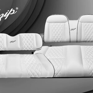 Kozip CCDS Front and Rear Seat Cushion Set with NOMAD Seat frame (1982-2000.5) – White Base with Black Piping – White Stitching