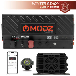 MODZ Universal 48V (51.2V) 105AH Slim Lithium Golf Cart Battery Bundle with Built-In Heater